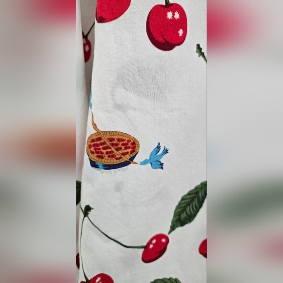 Nick & Nora Cherry Pie Blue Birds Pajama Top size Small - Picture 7 of 10